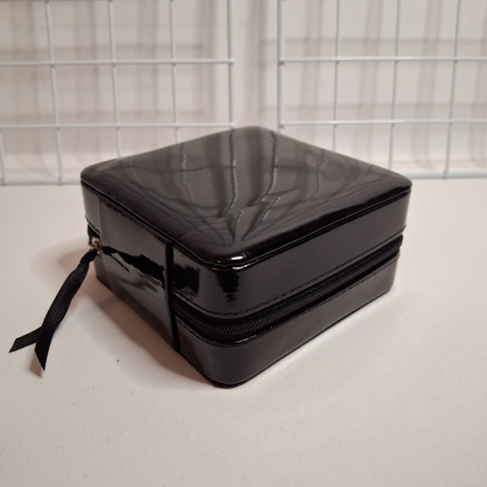 THIERRY MUGLER Watch Box Black Patent Zippered Case